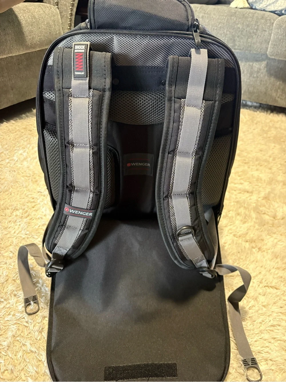 SwissGear Black and Gray Multi-Compartment Travel Backpack